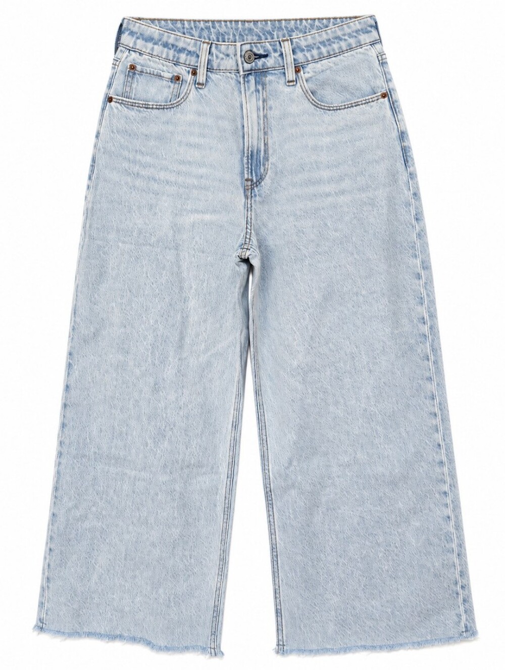 NWT Abercrombie Curve Love High Rise Crop Wide Leg Jeans 25 Short